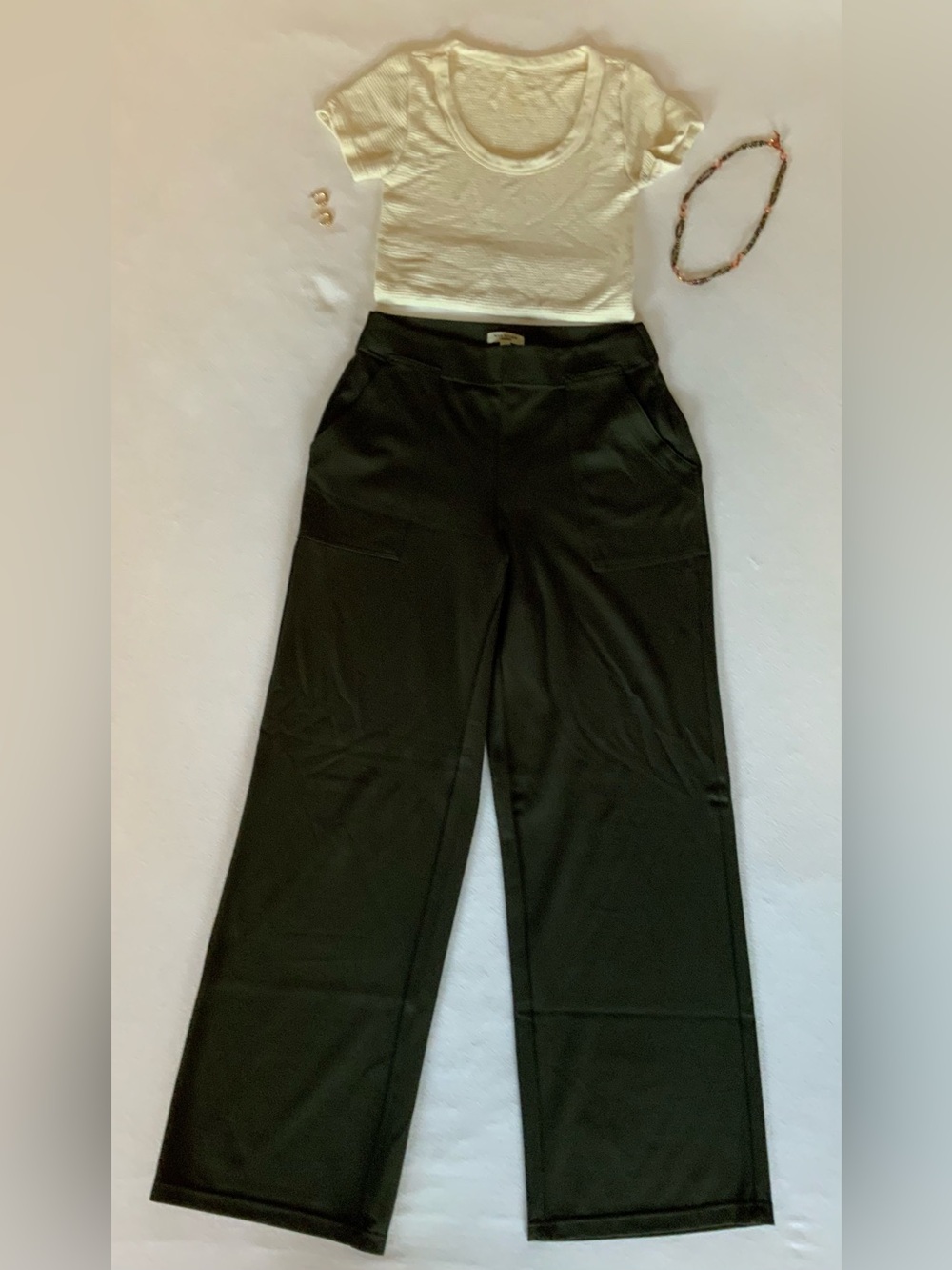Max Studio Olive Green Wide Leg Stretch Pants Size S